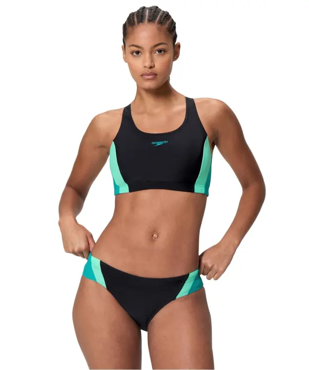 Women's Speedo Colourblock Splice 2.0 Bikini Set - Black / Turquoise