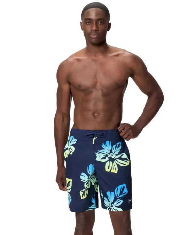 Men's Speedo Bondi Printed 20" Boardshorts - Navy / Yellow