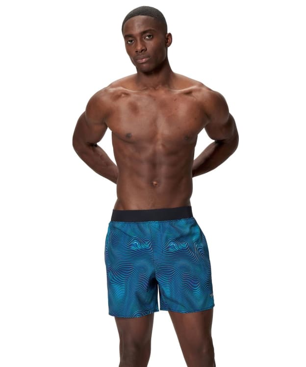 Men's Speedo The Lookout Print Volley 16" Swimming Trunks - Black / Navy