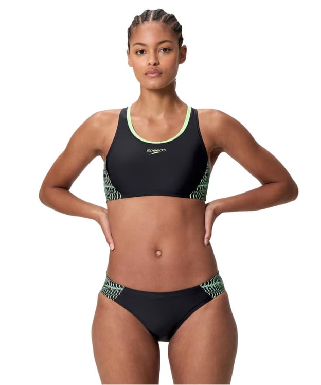 Women's Speedo Placement Racerback 2-Piece Swimsuit - Anthracite / Pale Clover