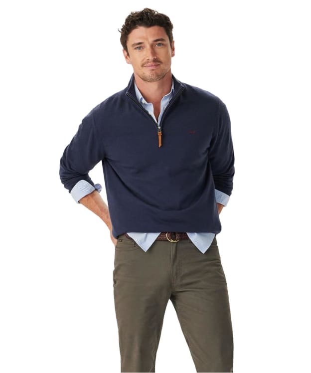 Men's R.M. Williams Ernest Merino 1/4 Zip Knit Sweater - Navy