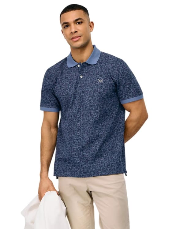Men's Crew Clothing Printed Pique Polo Shirt - Dutch Blue