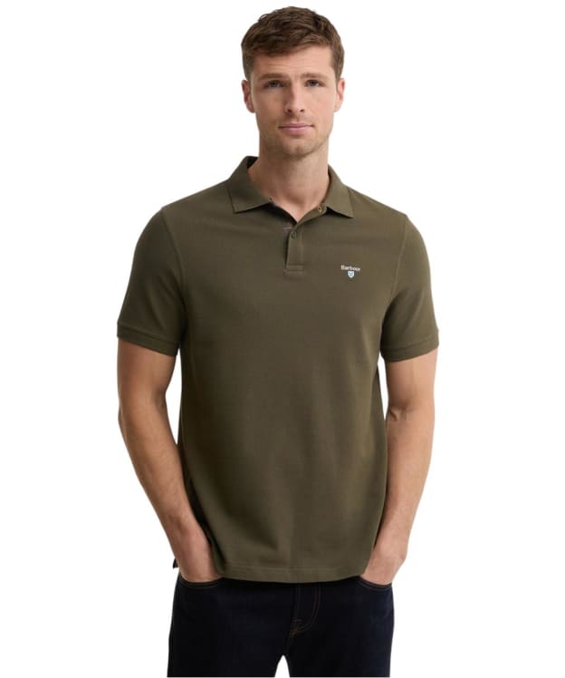 Men's Barbour Lightweight Short Sleeve Sports Cotton Polo Shirt - Bleached Olive