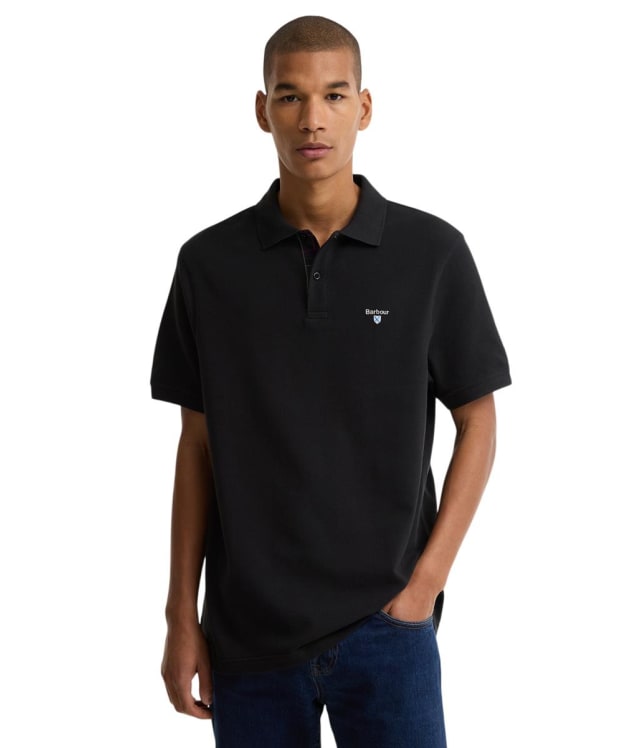 Men's Barbour Regular Tartan Pique Polo Shirt - Black / Classic Tartan