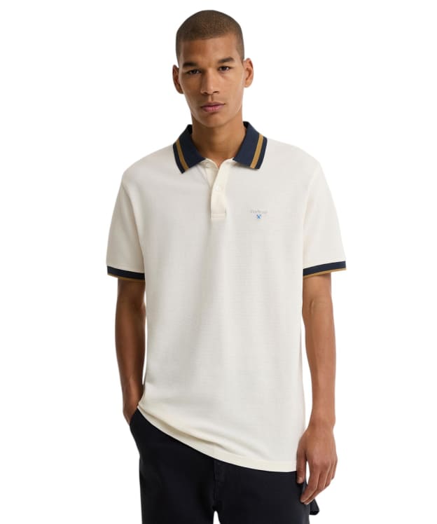 Men's Barbour Anthorn Textured Tailored Polo Shirt - Whisper White