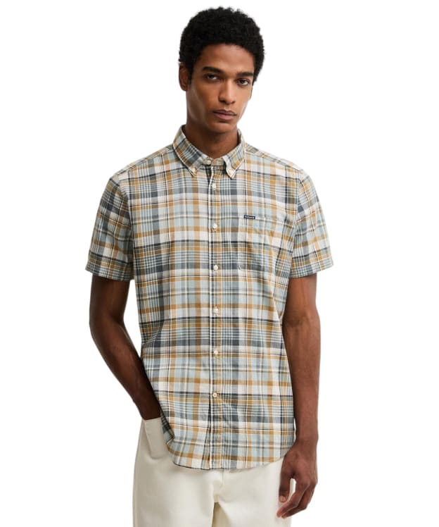 Men's Barbour Baycliff Checked Short Sleeved Tailored Shirt - Whisper White