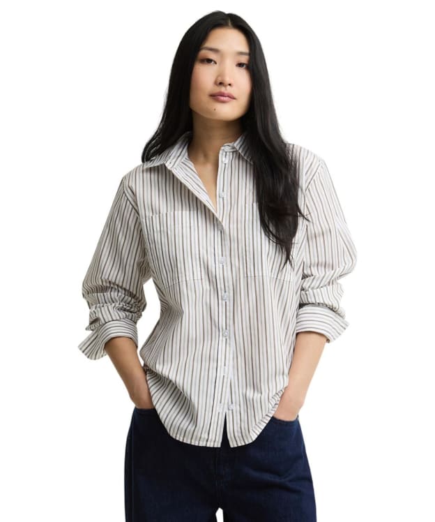 Women's Barbour Fawley Shirt - Dusky Green / Light Sand Stripe