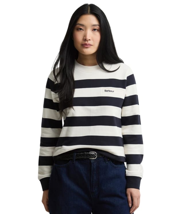 Women's Barbour Aylesby Striped Sweatshirt - Dark Navy / Cloud