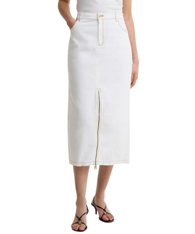 Women's Barbour International Kyla Denim Midi Skirt - Denim White