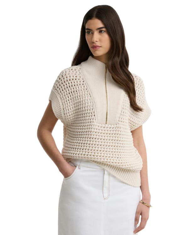 Women's Barbour International Niamh Sleeveless Knitted Jumper - Light Stone