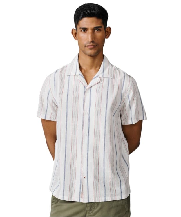 Men's Aubin Abbey Cuban Collar Short Sleeve Shirt - White Mix Stripe
