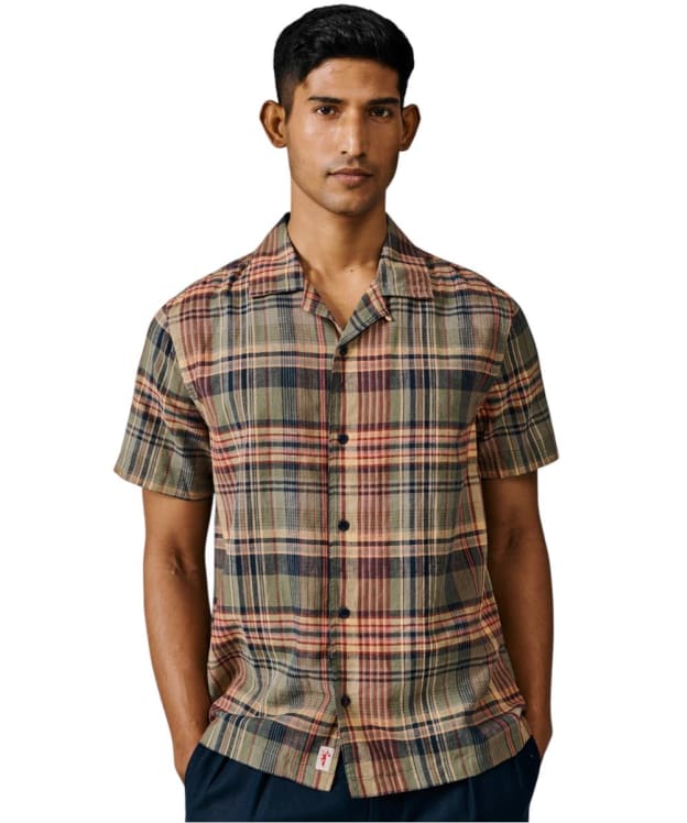 Men's Aubin Abbots Cuban Collar Short Sleeve Shirt - Khaki Check