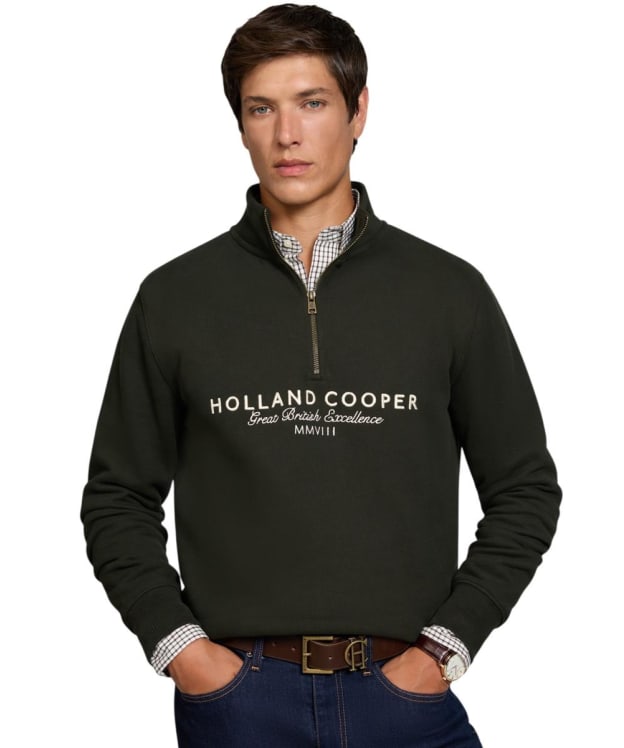 Men's Holland Cooper Sporting Goods Zip Henley - Racing Green