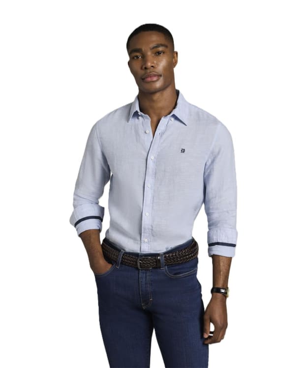 Men's Holland Cooper Regular Fit Linen Shirt - Sky Blue