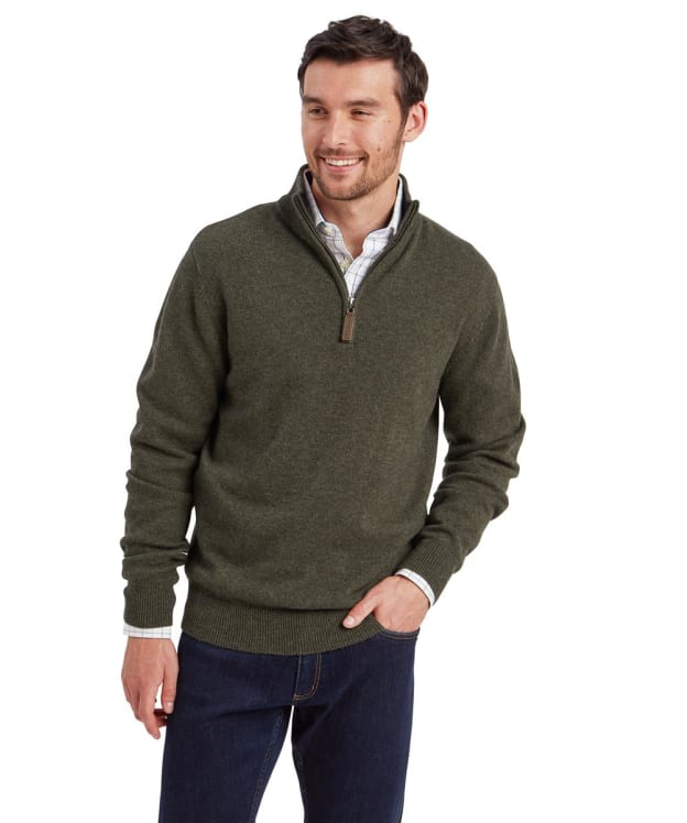 Men's Schöffel Calton Cotton Cashmere 1/4 Zip Jumper - Loden Green