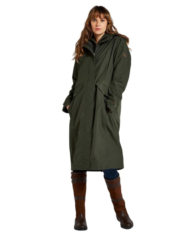 Women's Dubarry Alderford Long-line Waterproof Coat - Pesto