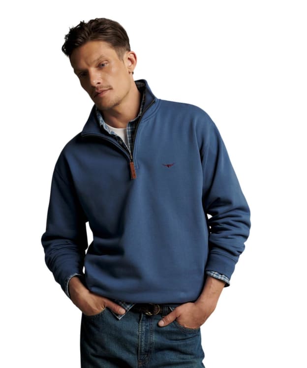 Men's R.M. Williams Mulyungarie Quarter Zip Sweatshirt - Mid Blue