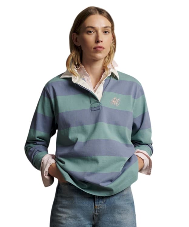 Women's R.M. Williams Narran Heritage Stripe Rugby Shirt - Breakwater / Blue