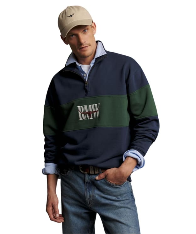 Men's R.M. Williams Heritage Quarter Zip Sweatshirt - Worker Blue
