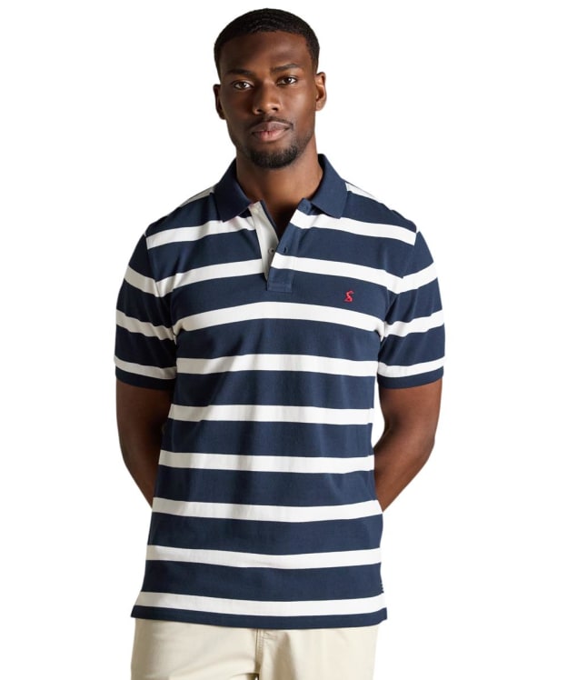 Men's Joules Woody Stripe Classic Fit Cotton Polo Shirt - Navy / White