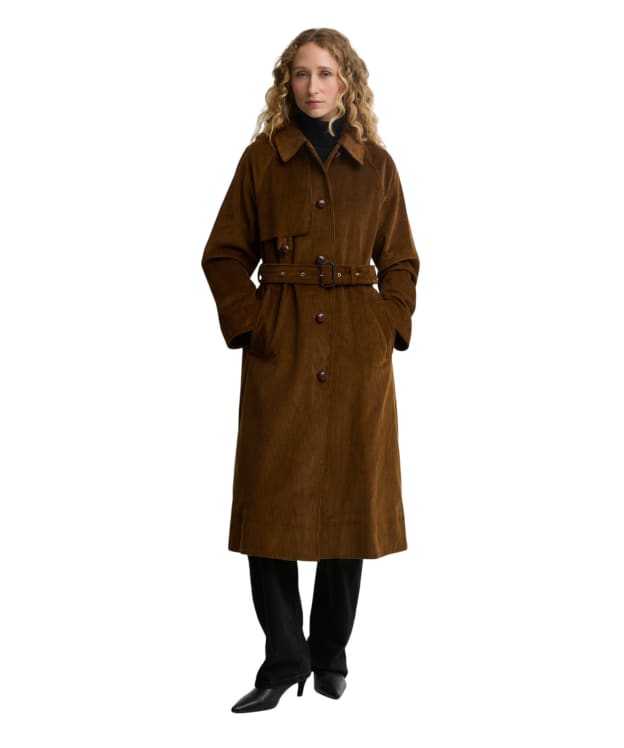 Women's Barbour Antonella Cord Trench Casual Jacket - Tan / Birchwood Dress