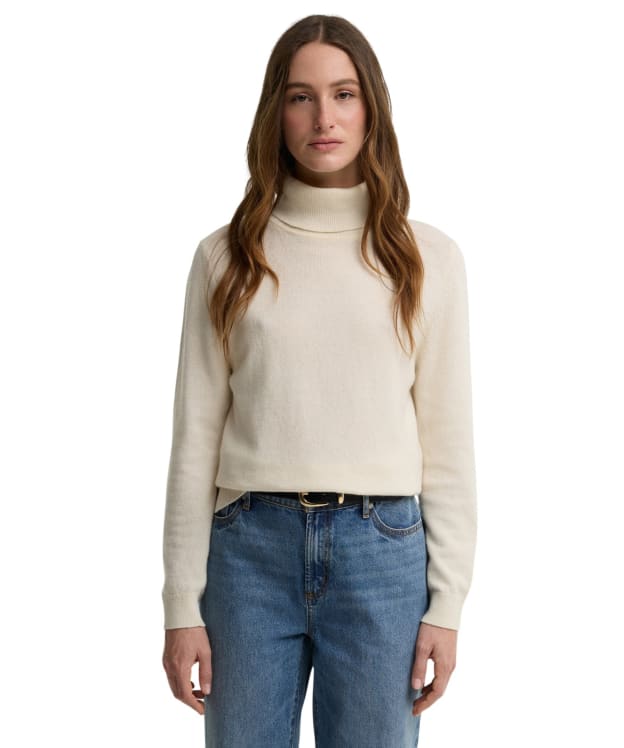 Women’s Barbour Pendle Roll Collar Sweater - Ecru / Birchwood Tartan