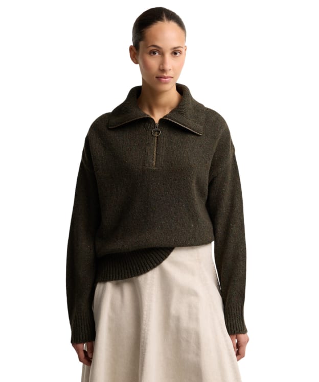 Women's Barbour Lavensdale Half Zip Knitted Jumper - Olive