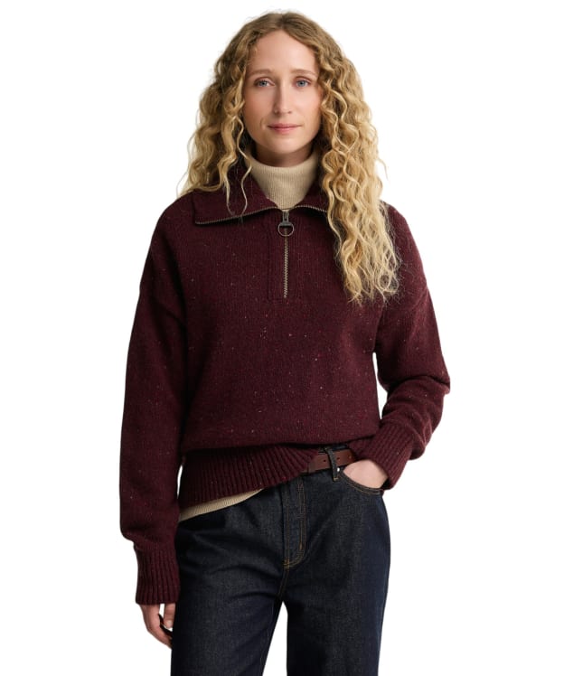 Women's Barbour Lavensdale Half Zip Knitted Jumper - Fig