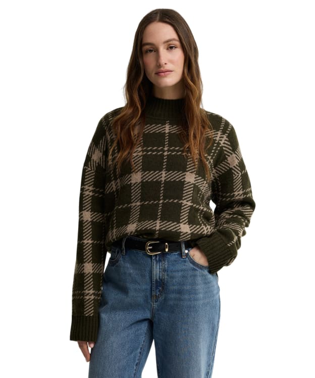Women's Barbour Delilah Knitted Jumper - Olive Multi Patchwork