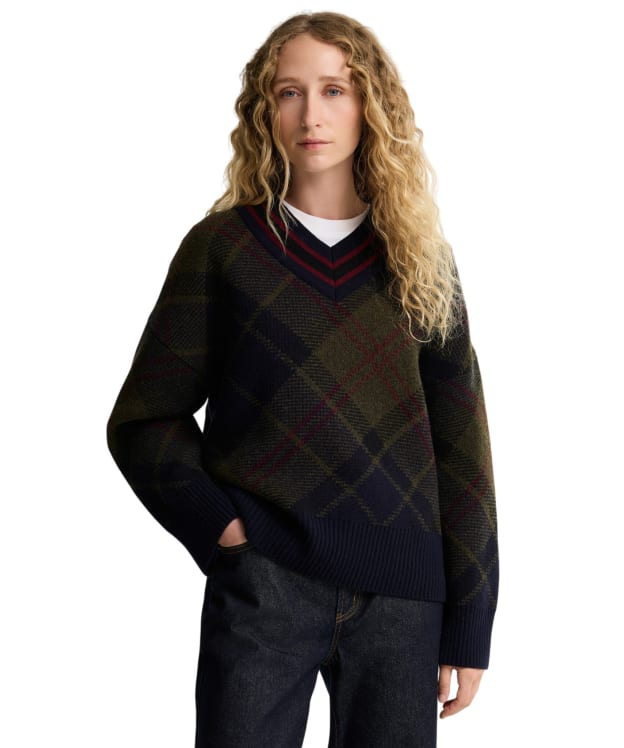 Women's Barbour Shae Knitted Jumper - Shadow Classic Tartan