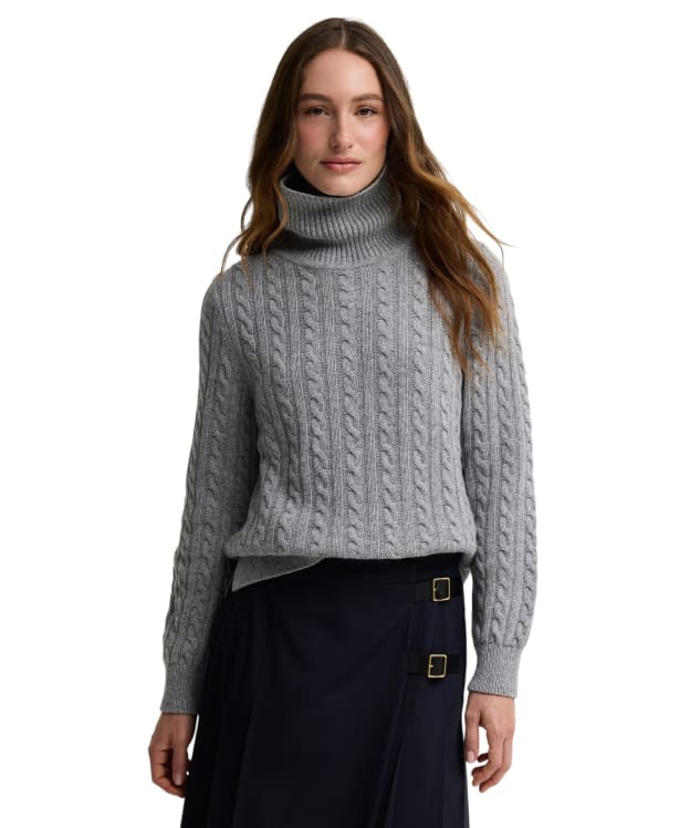 Women's Barbour Ambleside Cable Knitted Jumper - Grey Marl