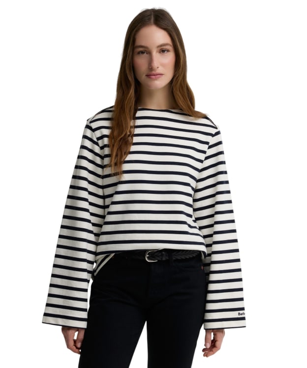 Women's Barbour Amryn Striped Sweatshirt - Cloud / Dark Navy