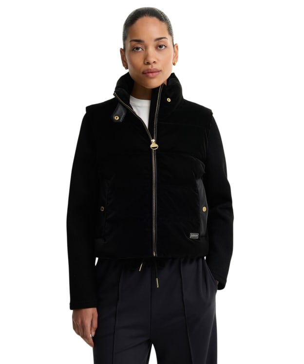 Women's Barbour International Balaton Faux Velvet Quilted Sweater - Black