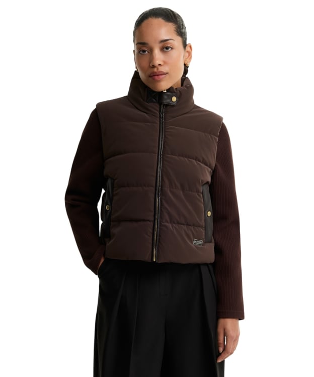 Women's Barbour International Balaton Faux Velvet Quilted Sweater - Truffle