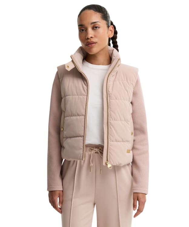 Women's Barbour International Balaton Faux Velvet Quilted Sweater - Nutmeg
