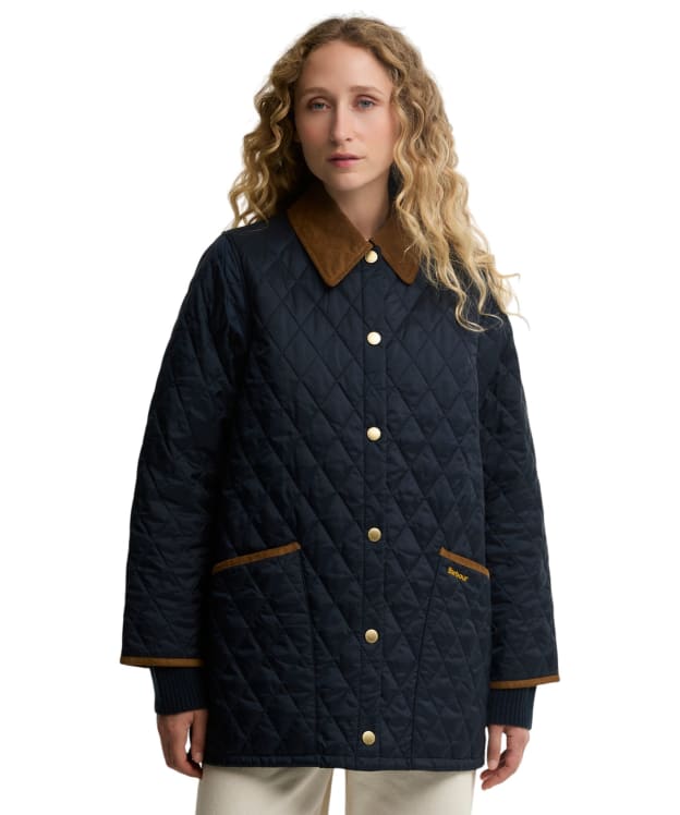 Women's Barbour Icons Modern Liddesdale Quilted Jacket - Dark Navy / Birchwood