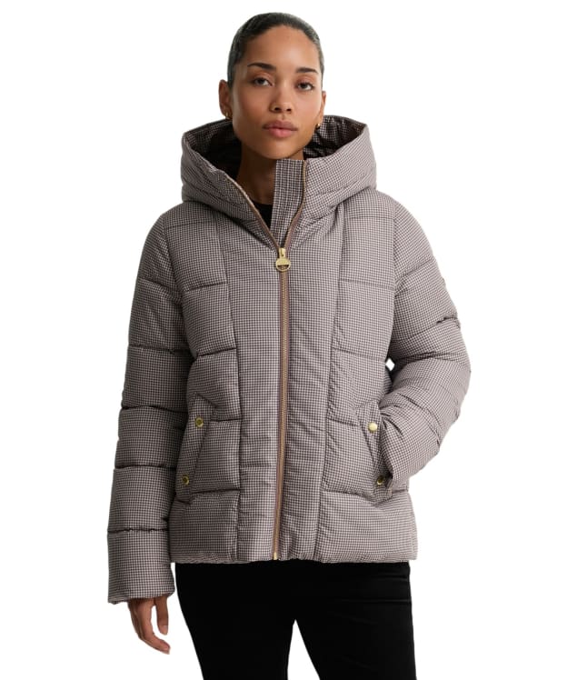 Women's Barbour International Printed Brantley Puffer Jacket - Truffle Northumberland