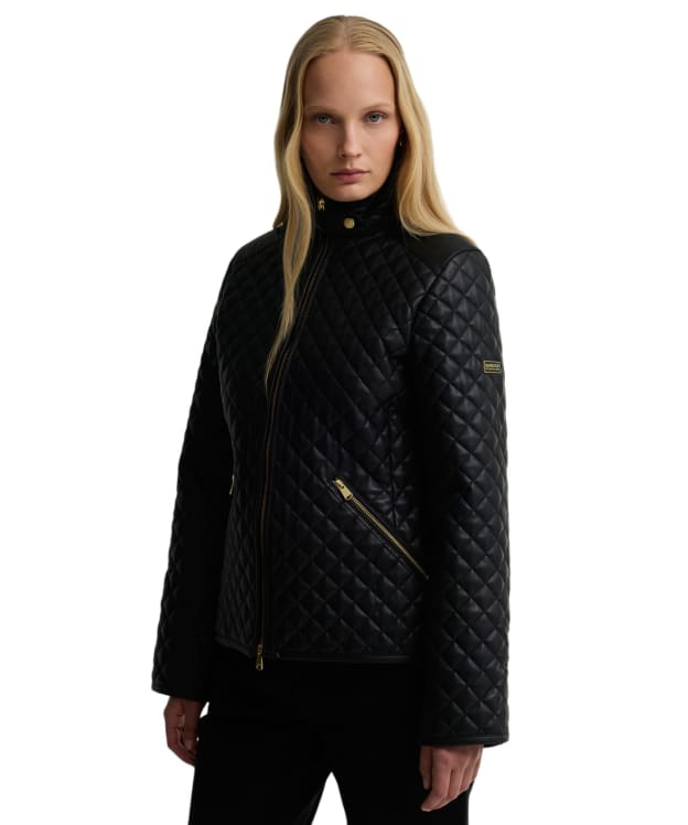 Women's Barbour International Binetto Faux Leather Quilted Jacket - Black