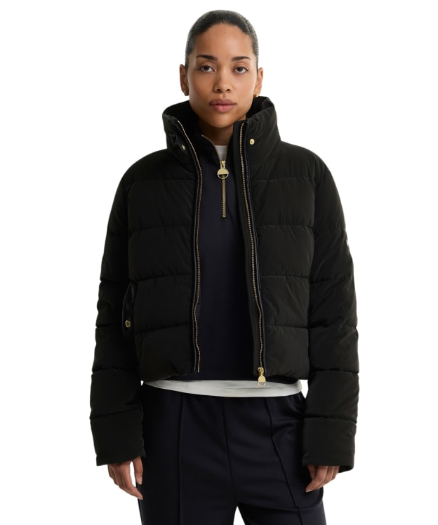 Women's Barbour International Halina Faux Velvet Puffer Jacket - Black