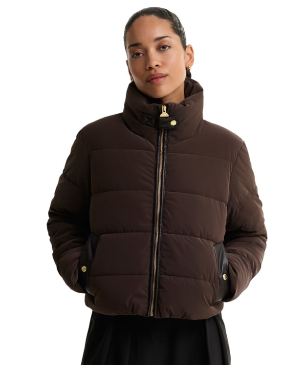Women's Barbour International Halina Faux Velvet Puffer Jacket - Truffle