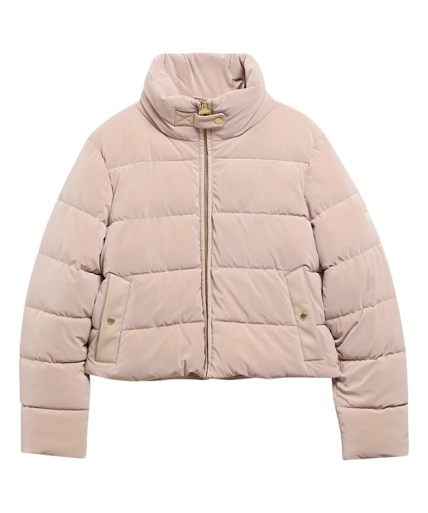 Women's Barbour International Halina Faux Velvet Puffer Jacket - Nutmeg