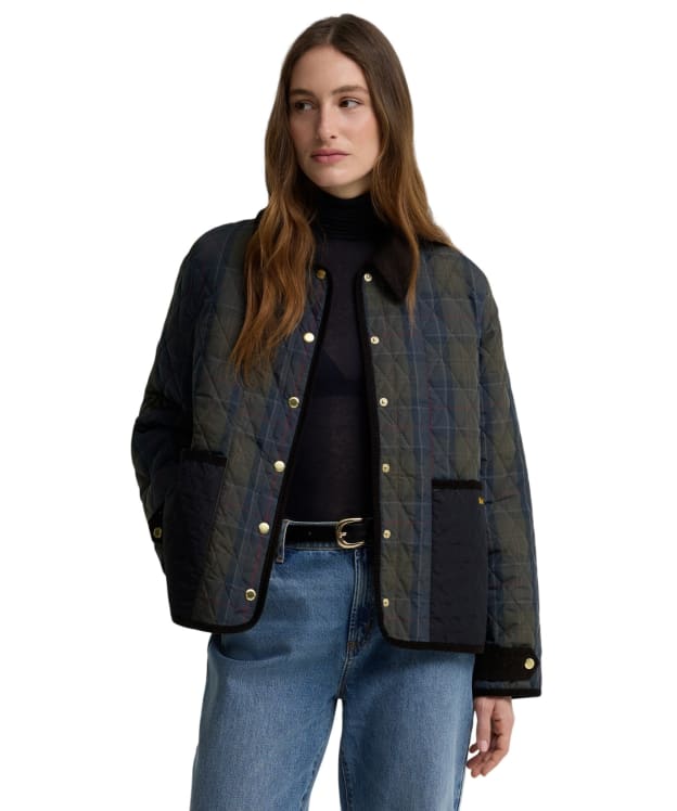 Women's Barbour Ainsdale Checked Quilted Jacket - Shadow Classic Tartan