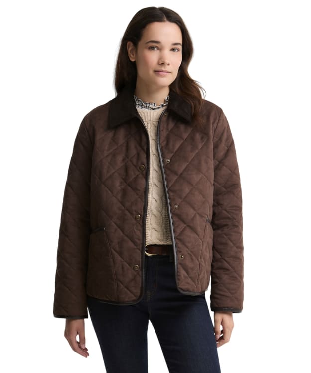 Women's Barbour Sonya Quilted Jacket - Dark Brown / Muted Tartan