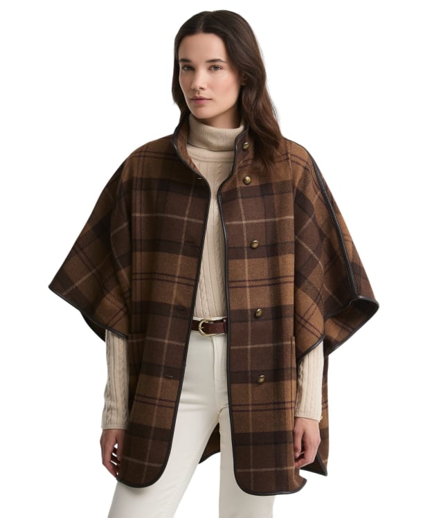Women's Barbour Judith Wool Cape - Shadow Muted Tartan