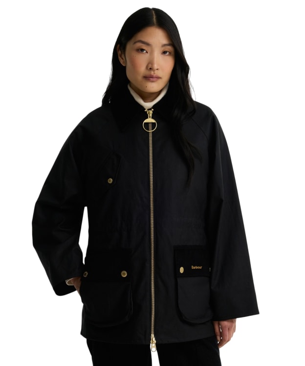 Women's Barbour Treeton Waxed Jacket - Black / Ancient 