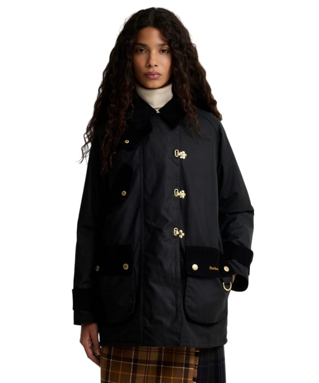 Women's Barbour Felton Waxed Jacket - Black / Mixed Tartan