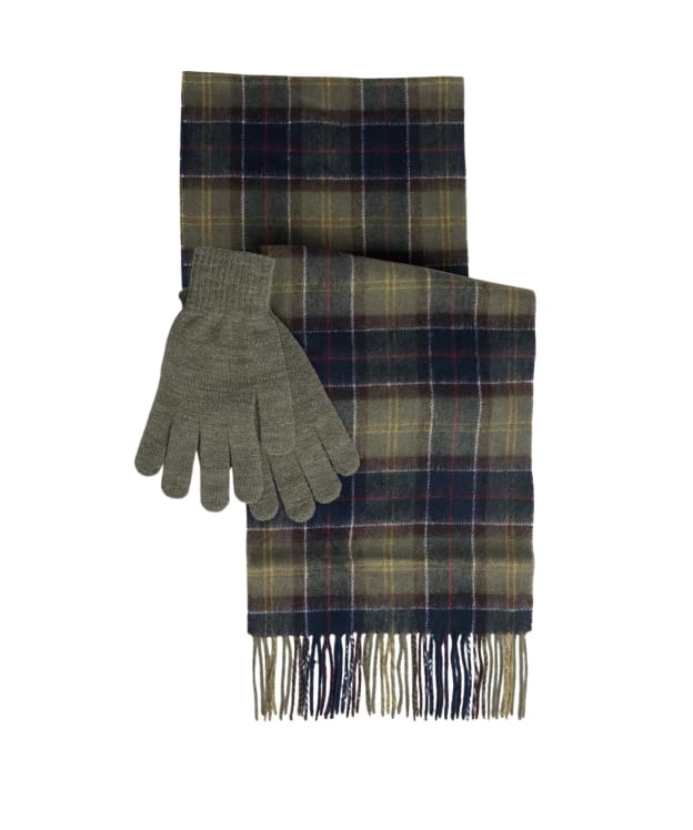 Men’s Barbour Tartan Scarf and Glove Gift Set - Classic / Olive