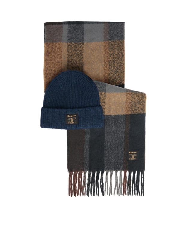 Men's Barbour Westerdale Beanie & Scarf Gift Set - Navy / Grey