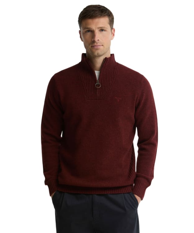 Men's Barbour Essential Wool Half Zip Sweater - Russet