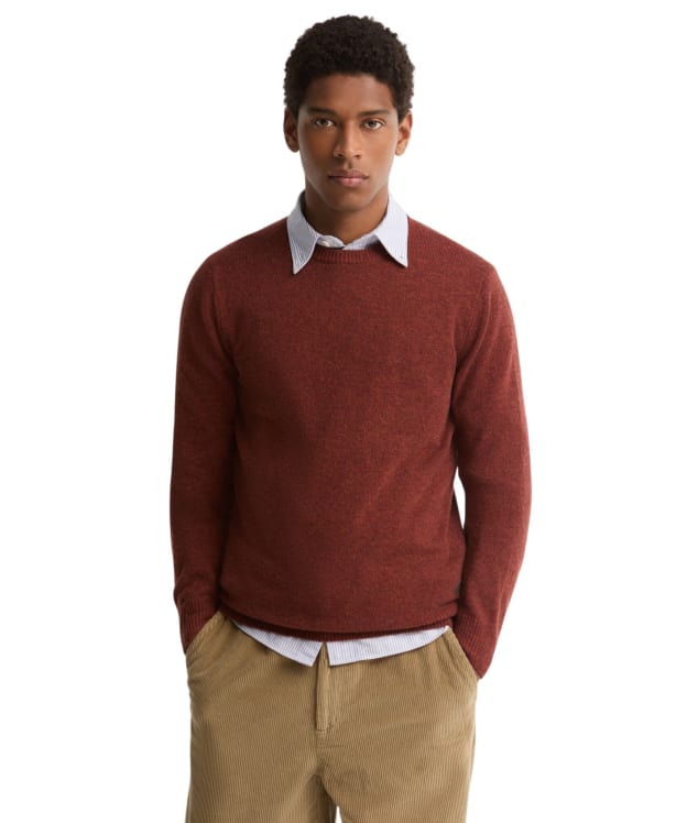 Men's Barbour Patch Crew Neck Lambswool Sweater - Russet
